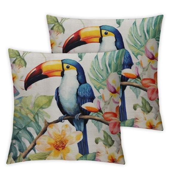 Tropical Summer Pineapple Parrot Bird Watercolor Throw Pillow Case Home Decorative Cushion Cover for Sofa Couch Bedding Inches