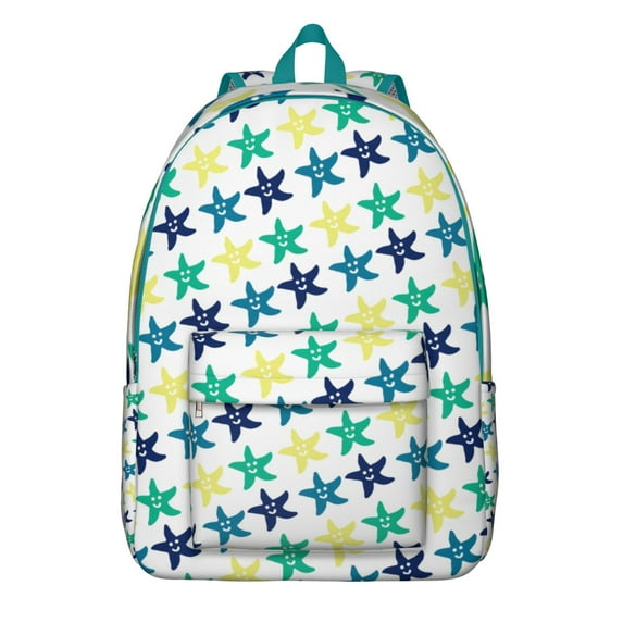 Tropical Summer Sea-Themed Backpack with Starfish, Shells, and Coral Print, Lightweight Durable School Bookbag for Casual Use, College or Beach Trips
