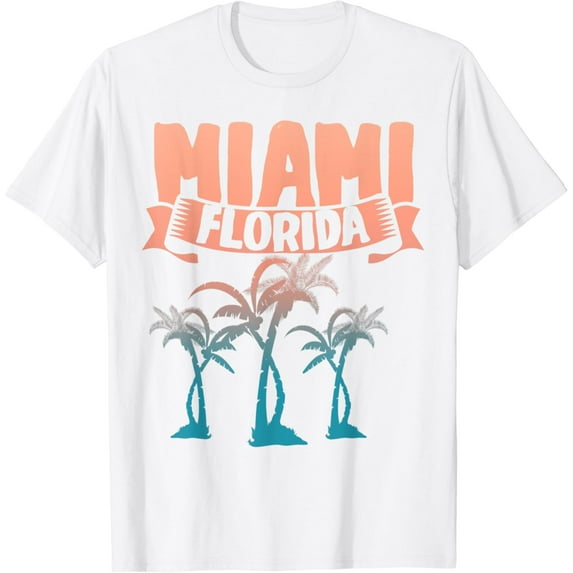 Tropical Summer Vacation Palm Trees Miami Beach Florida T-Shirt Unisex S-5XL Hot Trending Shirt, Vintage Birthday Gift