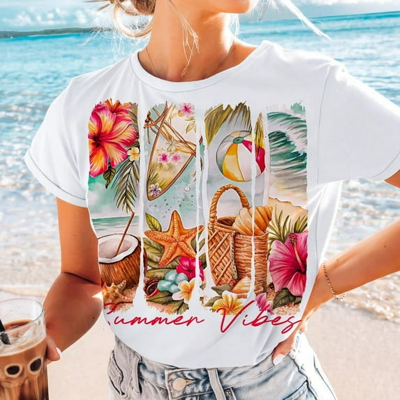 Tropical Summer Vibes Sublimation, Summer shirt, gift shirt, comfort color, cute shirt
