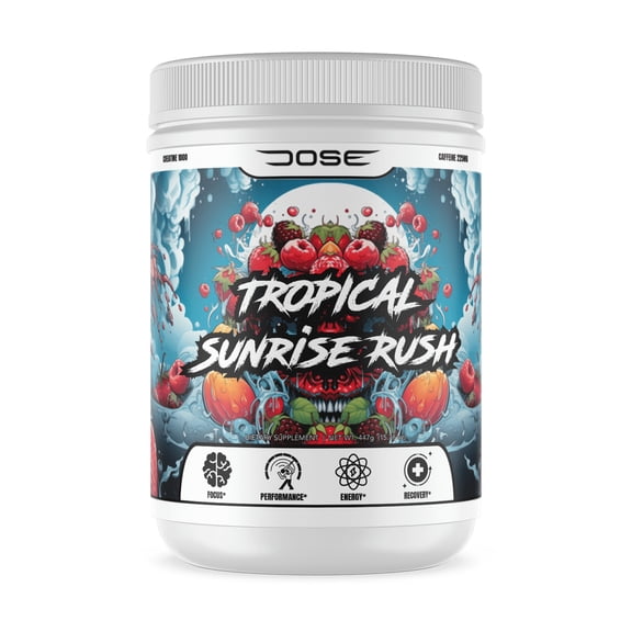 Tropical Sunrise Rush Pre-Workout Powder - Dose Fuel, Natural Energy & Performance Boost