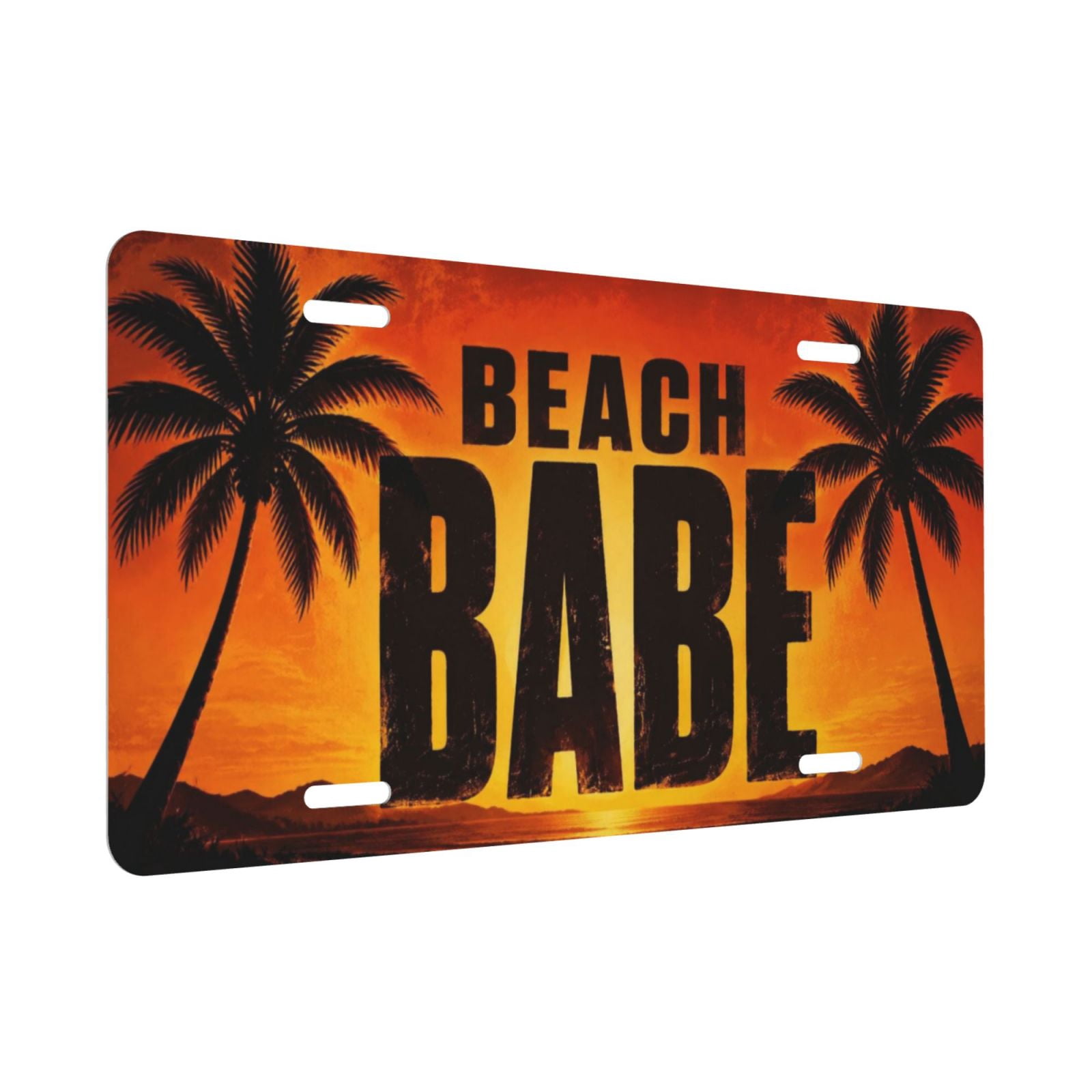 Tropical Sunset Beach Babe Front License Plate - Rust-Proof Aluminum ...