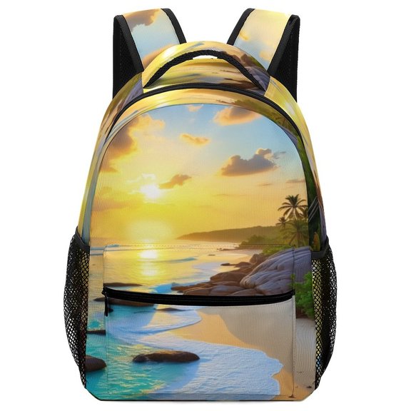 Tropical Sunset Beach Backpack for Business Daypack College Canvas Bags Durable