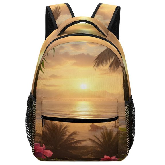 Tropical Sunset Beach Backpack for Business Daypack College Canvas Bags Durable