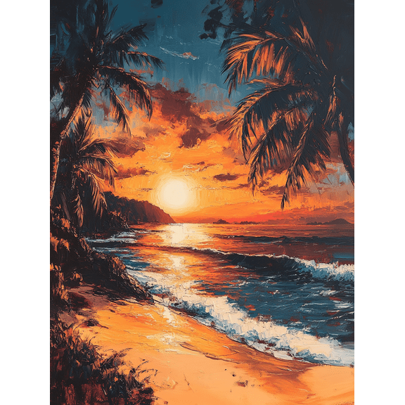 Tropical Sunset Beach Canvas Wall Art Perfect for Living Room Bedroom Bathroom Office and Hotel Decoration.