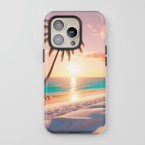 Tropical Sunset Beach For All iPhone Series Protective Phone Case Summer Aesthetic Multicolor