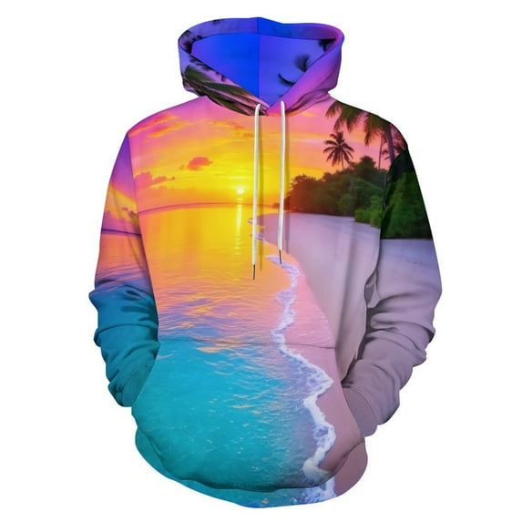 Tropical Sunset Beach Paradise 3D Print Hoodie Men Women Autumn Thin Pullover Sweatshirt Vintage Streetwear Tops