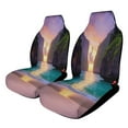 thumbnail image 1 of Tropical Sunset Beach Scene Car Seat Cover Set Auto Front Bucket Cushion Protect Accessories 2 Piece, 1 of 6
