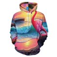 thumbnail image 1 of Tropical Sunset Flamingo Beach 3D Print Hoodie Men Women Autumn Thin Pullover Sweatshirt Vintage Streetwear Tops, 1 of 6