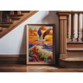 thumbnail image 1 of Tropical Sunset Flying Bird Ocean Waves Boho Wall Art Poster, Unframed Size 8x12, 1 of 4