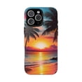 thumbnail image 1 of Tropical Sunset Iridescent Palm Tree Beach Scenic Artistic Phone Case with iPhone 11 to 17 Pro Max, 1 of 2