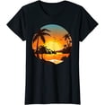 thumbnail image 1 of Tropical Sunset Mountains Beach Vacation Palm Trees Forest T-Shirt, 1 of 3