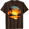 thumbnail image 1 of Tropical Sunset Mountains Beach Vacation Palm Trees Forest Unisex T-Shirt for Men Women Kids Toddler,Dark Chocolate Color,Size 5XL, 1 of 5