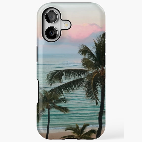 Tropical Sunset Palm Beach Ocean View Phone Case iPhone 17 11 12 13 14 15 17 Pro Max