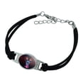 thumbnail image 1 of Tropical Sunset Paradise on Woman's Back Novelty Suede Leather Metal Bracelet, 1 of 4