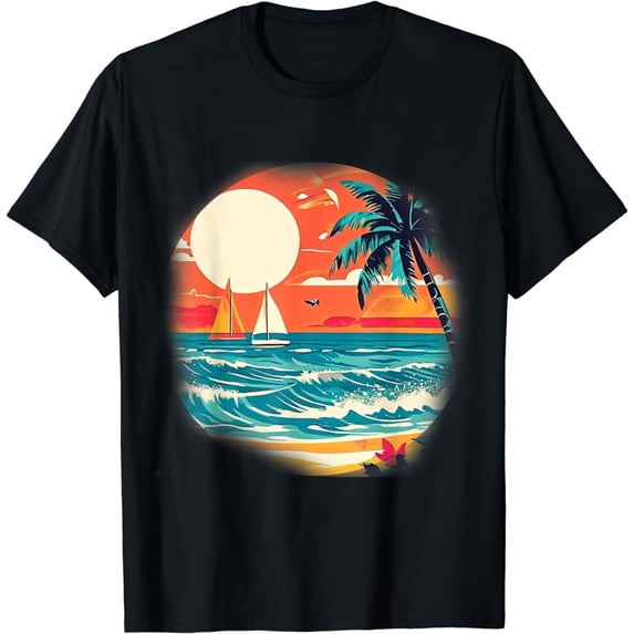 Tropical Sunset Seascapes: Vibrant Beach Paradise T-Shirt