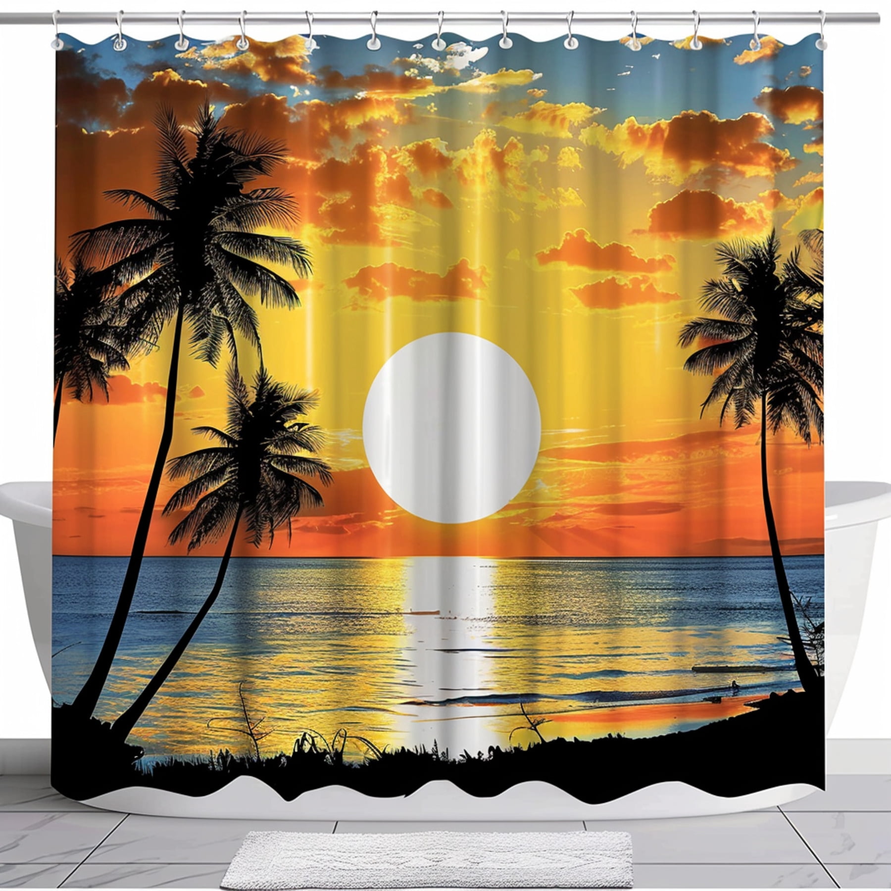 Tropical Sunset Shower Curtain Shabby Chic Beach Bathroom Decor with