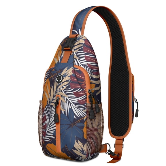 Tropical Sunset Sling Bag, Lightweight Crossbody Daypack with Ocean Palm Tree Design, Fashionable Backpack for Summer Travel and Commute