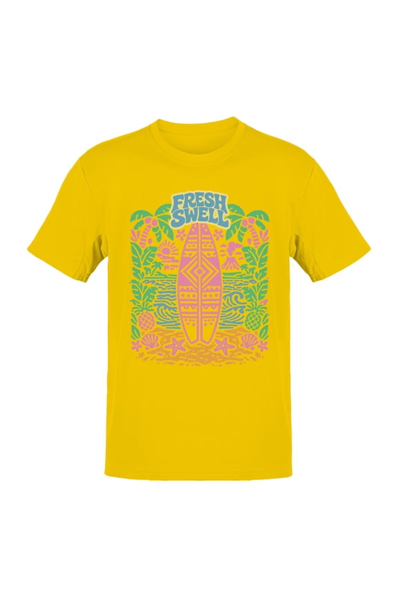 Tropical Surf Fresh Swell Design Men's T-shirt Yellow