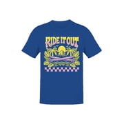 Tropical Surf Vibes "Ride It Out Mens T-shirt Blue