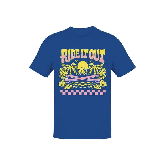 Tropical Surf Vibes "Ride It Out Men's T-shirt Blue