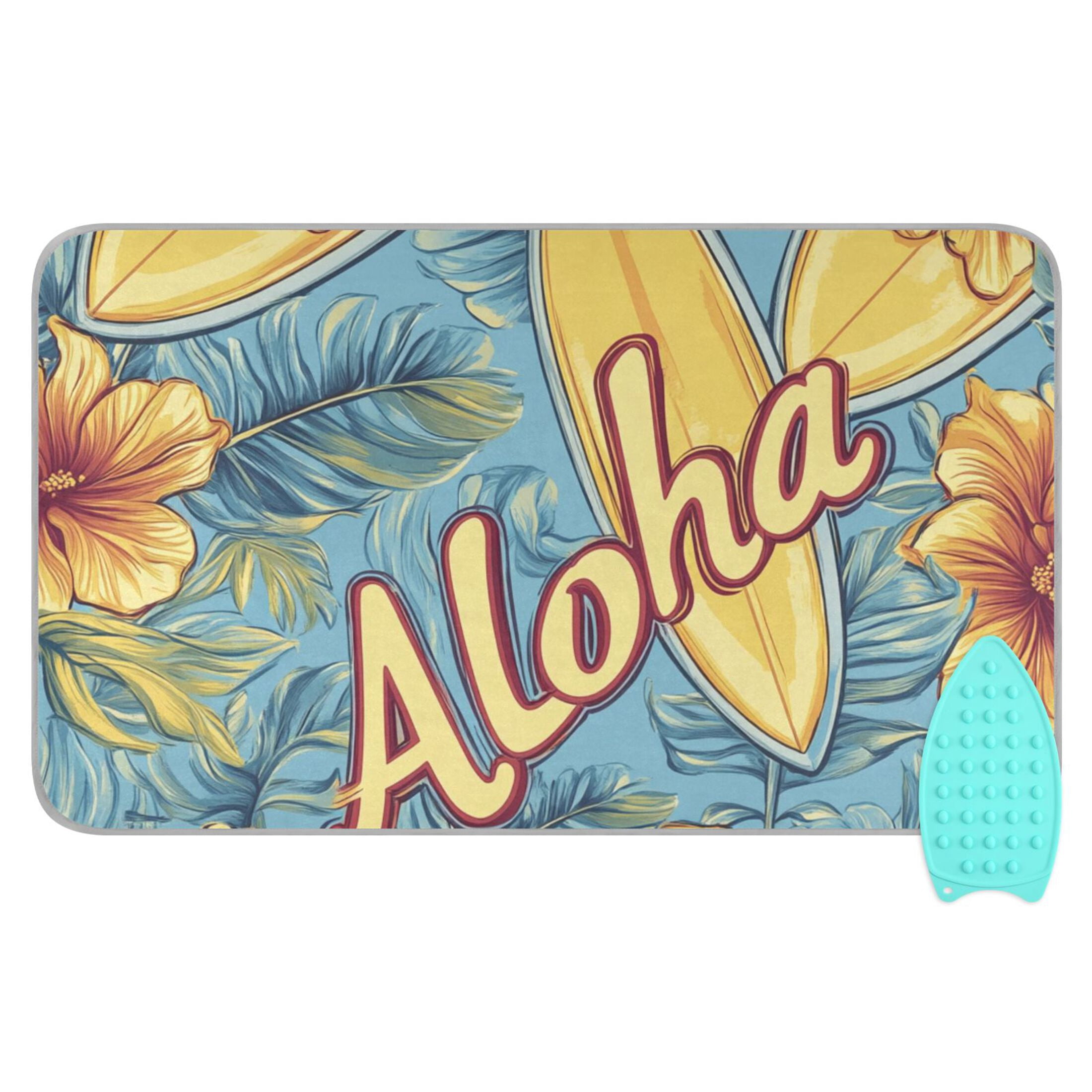Tropical Surfboards Flowers Leaves Hawaii Ironing Mat Blanket Portable Travel Ironing Pad Heat Resistant Pad 47.2" x 27.6”