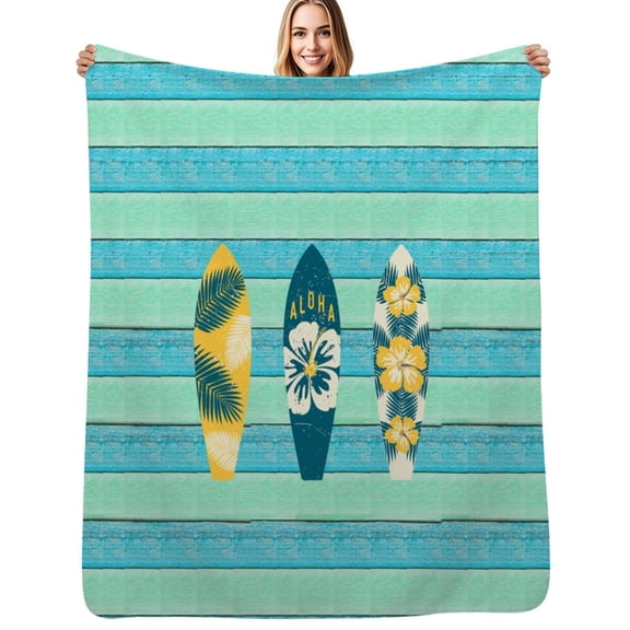 Tropical Surfboards Set Soft Blanket Travel Bedding Throws Flannel Bedspread Sofa Bed Cover