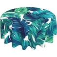 thumbnail image 1 of Tropical Tablecloth Round 60 Inches for Summer Green Hawaiian Palm Leaf Round Tablecloth Polyester Washable Circle Table Cover Table Cloth for Kitchen Dining Room Picnic Patio Wedding Party, 1 of 6