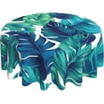 thumbnail image 1 of Tropical Tablecloth Round 60 Inches for Summer Green Hawaiian Palm Leaf Round Tablecloth Polyester Washable Circle Table Cover Table Cloth for Kitchen Dining Room Picnic Patio Wedding Party, 1 of 6