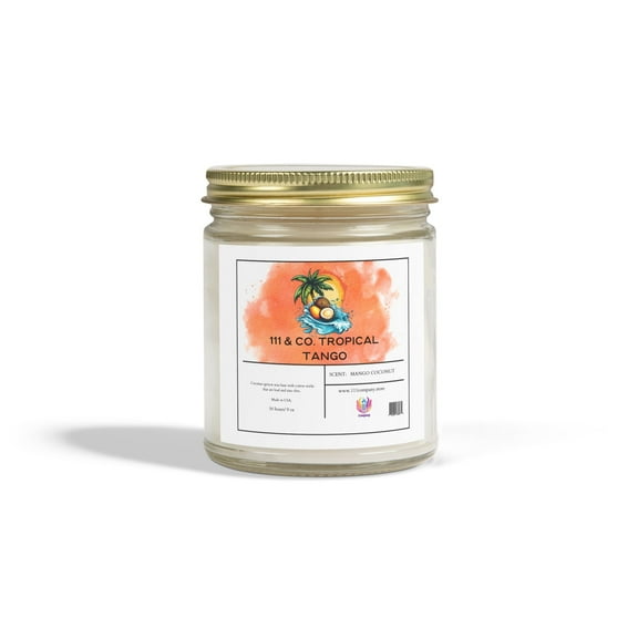 Tropical Tango Coconut Mango Scented Candle | Clear Jar | Coconut Apricot Wax 9oz