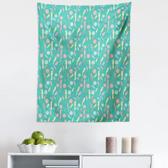 Tropical Tapestry, Vibrant Colored Exotic Holiday Theme with Tropical Birds Flowers and Feathers, Fabric Wall Hanging Decor for Bedroom Living Room Dorm, 5 Sizes, Multicolor, by Ambesonne