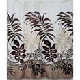 thumbnail image 1 of Tropical Theme 100% Polyester Textured Fabric Shower Curtain Maroon Brown Color Turtle and Monstera Leaf, 1 of 3