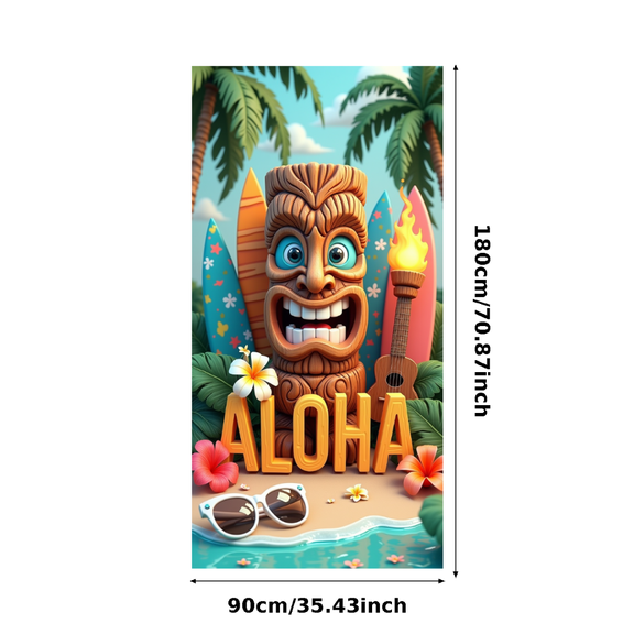 Tropical Theme Aloha Banner Beach Design Hawaiian Style Colorful Flowers Surfboard for Beach Party Summer Decor Tropical Event