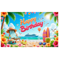 thumbnail image 1 of Tropical Theme Banner Beach Design Seaside Scene Birthday Decor for Summer Celebration Birthday Party Indoor Decoration, 1 of 8