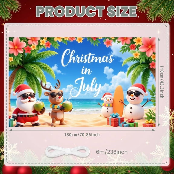Tropical Theme Christmas in July Banner Festive Beach Design Vibrant Holiday Decoration for Summer Party Celebration Tropical Beach Event