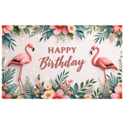 Tropical Theme Happy Birthday Banner Flamingo Birthday Party Decorative Backdrop for Birthday Celebration Event Decoration