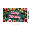 thumbnail image 1 of Tropical Theme Happy Birthday Banner Floral Design Decorative Lights Leaf Pattern for Birthday Party Jungle Theme Outdoor Event, 1 of 6