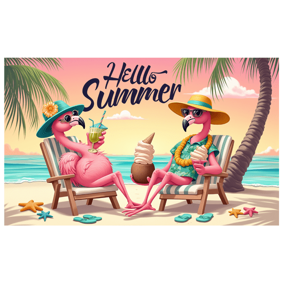 Tropical Theme Summer Banner Flamingo Beach Style for Outdoor Party Vacation Decoration