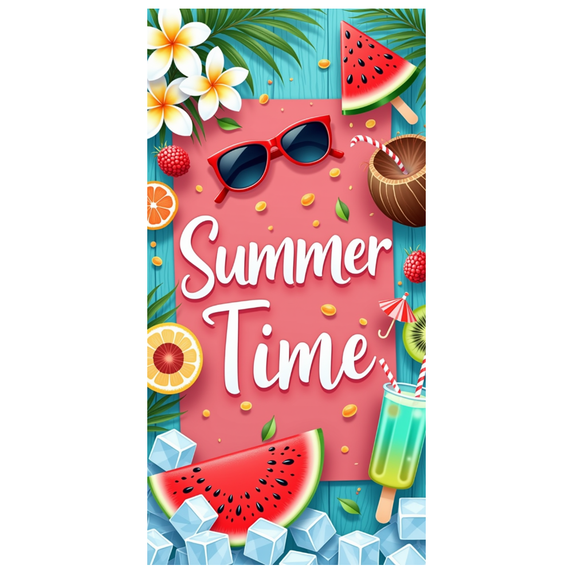 Tropical Theme Summer Banner Watermelon Design Sunglasses Decoration Ice Cream Design for Beach Party Outdoor Event Summer Celebration
