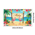thumbnail image 1 of Tropical Themed Aloha Banner with Flamingos Pineapples and Tiki Decors Hawaiian Party Backdrop Decorations for Luau Events Beach Gatherings and Tropical Photo Props, 1 of 7
