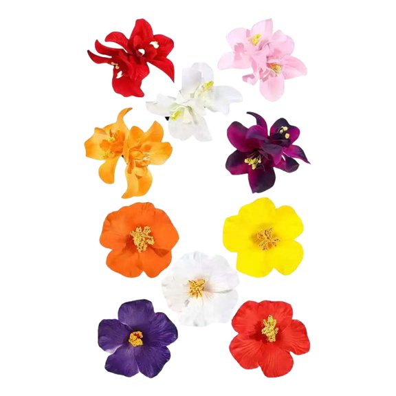 Tropical Themed Hair Clip 10Pcs Hawaiian Charm Gift Packaging Flower Barrettes