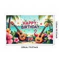 thumbnail image 1 of Tropical Themed Happy Birthday Banner with Flamingo Ukulele and Flowers Party Backdrop Decorations for Beach Parties Photography Props Birthday Celebrations, 1 of 6