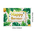 thumbnail image 1 of Tropical Themed Happy Birthday Banner with Pineapples and Leaves Background Backdrop Party Supplies Birthday Decoration Photography Props, 1 of 7