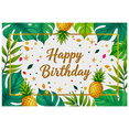 thumbnail image 1 of Tropical Themed Happy Birthday Banner with Pineapples and Leaves Background Backdrop Party Supplies Birthday Decoration Photography Props, 1 of 7