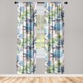 thumbnail image 1 of Tropical Themed Window Curtains, Retro Wave Themed Hawaii Palm Trees with Leaves Greenery Art, Lightweight Decor 2-Panel Set with Rod Pocket, Pair of - 28"x95", Fern Green Eggshell Rose, by Ambesonne, 1 of 3