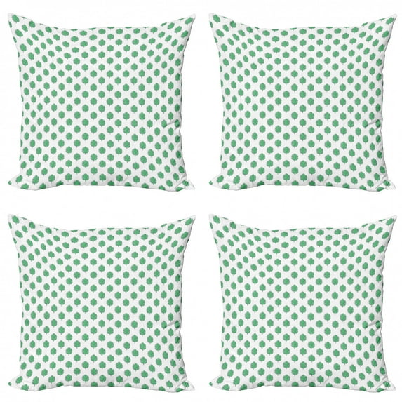 Tropical Throw Pillow Cushion Case Pack of 4, Exotic Summer Pattern Hawaiian Arcadia with Monstera Leaves Repetition, Modern Accent Double-Sided Print, 4 Sizes, Shamrock Green White, by Ambesonne