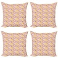 thumbnail image 1 of Ambesonne Tropical Throw Pillow Cover 4 Pack, Girls Pattern Jungle, 24", Marigold Pale Pink, 1 of 2
