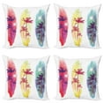 thumbnail image 1 of Ambesonne Tropical Throw Pillow Cover 4 Pack, Palm Trees Seagulls, 18", Pale Yellow Fuchsia, 1 of 5