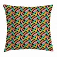 thumbnail image 1 of Tropical Throw Pillow Cushion Cover, Banana Leaves in Different Colors on Dark Background Exotic Fruit Tree Jungle, Decorative Square Accent Pillow Case, 16 X 16 Inches, Multicolor, by Ambesonne, 1 of 2