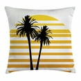 thumbnail image 1 of Tropical Throw Pillow Cushion Cover, Coconut Palm Trees on Horizontal Tiled Background Summer Holiday Graphic, Decorative Square Accent Pillow Case, 20 X 20 Inches, Apricot Yellow Black, by Ambesonne, 1 of 2